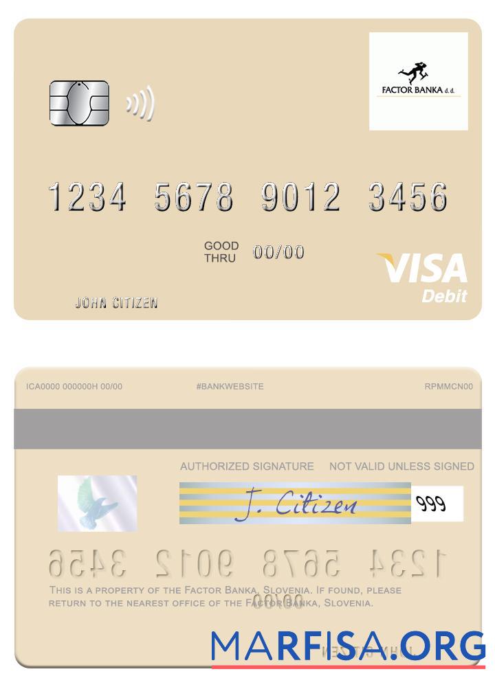 Realistic Slovenia Factor banka visa debit card real example